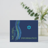 Bar Mitzvah Blue en Green Information Card Informatiekaartje (Staand voorkant)