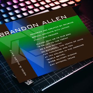 Bar Mitzvah Blue en Green op elke kleur Kaart