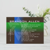 Bar Mitzvah Blue en Green op elke kleur Kaart (Staand voorkant)