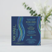 Bar Mitzvah Blue en Green Prayer Shawl Invitation Kaart (Staand voorkant)