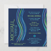 Bar Mitzvah Blue en Green Prayer Shawl Invitation Kaart (Voorkant)