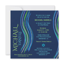 Bar Mitzvah Blue en Green Prayer Shawl Invitation