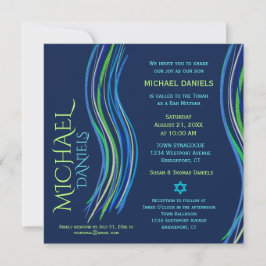 Bar Mitzvah Blue en Green Prayer Shawl Invitation Kaart