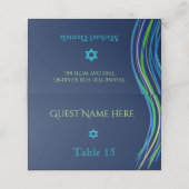Bar Mitzvah Blue en Green Prayer Shawl Invitation Plaatskaartje (Buitenkant ongevouwen)