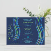 Bar Mitzvah Blue en Green Prayer Shawl Kaart (Staand voorkant)