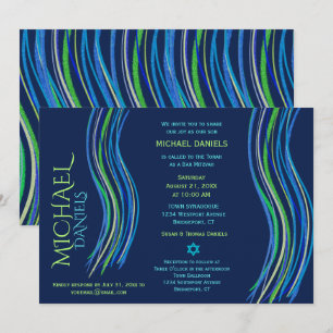 Bar Mitzvah Blue en Green Prayer Shawl Kaart