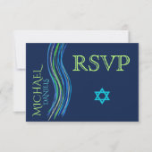 Bar Mitzvah Blue en Green Prayer Shawl RSVP (Voorkant)
