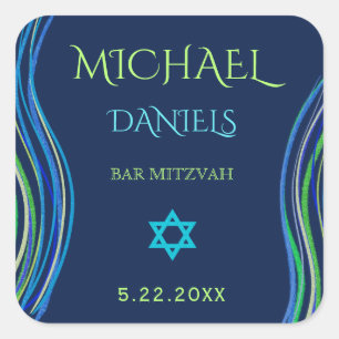 Bar Mitzvah Blue en Green Prayer Shawl Vierkante Sticker