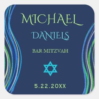 Bar Mitzvah Blue en Green Prayer Shawl Vierkante Sticker