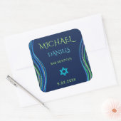Bar Mitzvah Blue en Green Prayer Shawl Vierkante Sticker (Envelop)