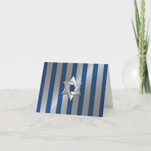 Bar Mitzvah Blue en Silver Stripe Star van David