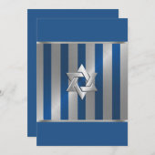 Bar Mitzvah Blue en Silver Stripe Star van David Kaart (Voorkant / Achterkant)