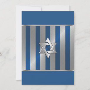 Bar Mitzvah Blue en Silver Stripe Star van David Kaart