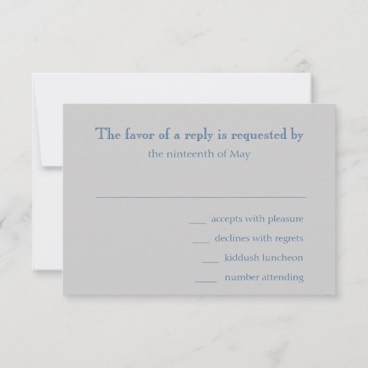 Bar Mitzvah Blue en Silver Stripe Star van David RSVP Kaartje (Achterkant)