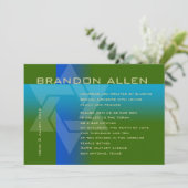 Bar Mitzvah Blue en Turquoise op elke kleur Kaart (Staand voorkant)