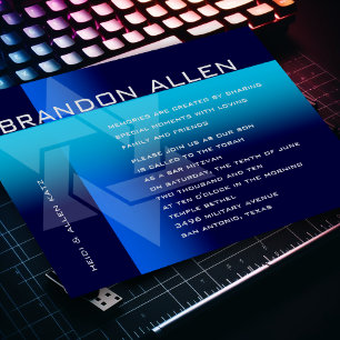 Bar Mitzvah Blue en Turquoise op elke kleur Kaart