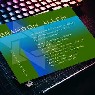 Bar Mitzvah Blue en Turquoise op elke kleur Kaart