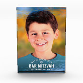 Bar Mitzvah Blue Folie Brush Bold Modern Typograph Fotoblokken (Voorkant)