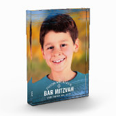 Bar Mitzvah Blue Folie Brush Bold Modern Typograph Fotoblokken (Links)