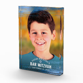 Bar Mitzvah Blue Folie Brush Bold Modern Typograph Fotoblokken