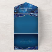 Bar Mitzvah Blue Galaxy Agaat Waterverf Script All In One Uitnodiging (Buitenkant)