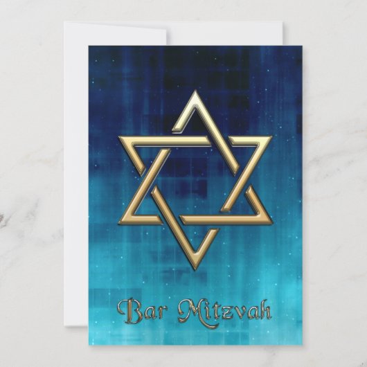 Bar Mitzvah Blue Galaxy & Gold Star van David Kaart (Voorkant)