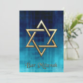 Bar Mitzvah Blue Galaxy & Gold Star van David Kaart (Staand voorkant)