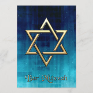 Bar Mitzvah Blue Galaxy & Gold Star van David Kaart