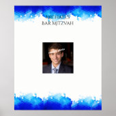Bar Mitzvah, Blue Geometric, Photo, Sign in Board Poster (Voorkant)