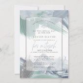 Bar Mitzvah Blue Green Dry Bruskes Kaart (Voorkant)