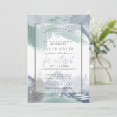 Bar Mitzvah Blue Green Dry Bruskes Kaart (Staand voorkant)