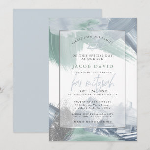 Bar Mitzvah Blue Green Dry Bruskes Kaart