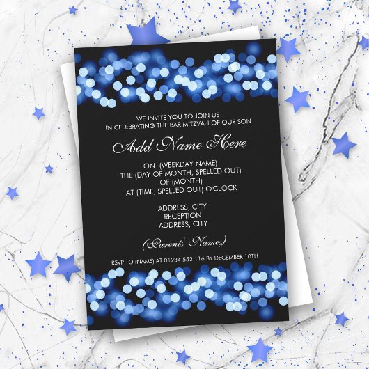 Bar Mitzvah Blue Hollywood Glam Kaart