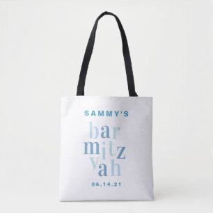 Bar Mitzvah Blue Modern Typography Party Favor Tote Bag