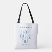 Bar Mitzvah Blue Modern Typography Party Favor Tote Bag (Achterkant)