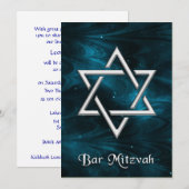 Bar Mitzvah Blue Nebulae & Silver Star van David Kaart (Voorkant / Achterkant)