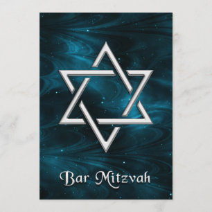 Bar Mitzvah Blue Nebulae & Silver Star van David Kaart