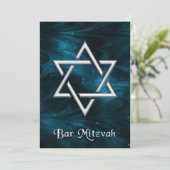 Bar Mitzvah Blue Nebulae & Silver Star van David Kaart (Staand voorkant)