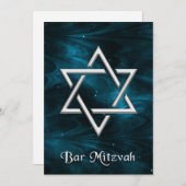 Bar Mitzvah Blue Nebulae & Silver Star van David Kaart (Voorkant / Achterkant)