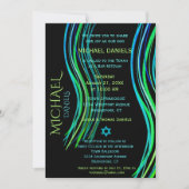 Bar Mitzvah Blue Neon Green Prayer Shawl Kaart (Voorkant)