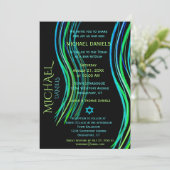 Bar Mitzvah Blue Neon Green Prayer Shawl Kaart (Staand voorkant)