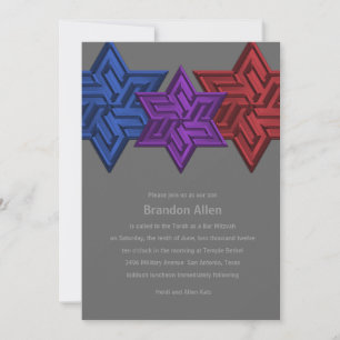 Bar Mitzvah Blue Paars en Red Star van David Kaart