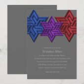 Bar Mitzvah Blue Paars en Red Star van David Kaart (Voorkant / Achterkant)