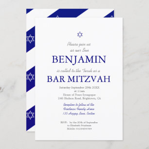 Bar Mitzvah Blue Pattern Star van David Jewish I Kaart
