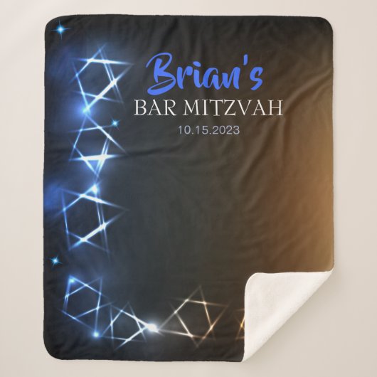 Bar Mitzvah Blue Photo Booth Party Backdrop Black Sherpa Deken (Voorkant)