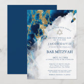 Bar Mitzvah | Blue Sapphire Waterverf Geode (Voorkant / Achterkant)