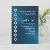 Bar Mitzvah Blue Sheen Silver Stars van David Kaart (Staand voorkant)
