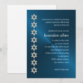 Bar Mitzvah Blue Sheen Silver Stars van David Kaart (Voorkant / Achterkant)