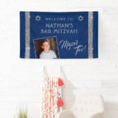 Bar Mitzvah Blue Silver Mazel Tov Congrats Banner (Insitu)