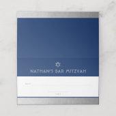 Bar Mitzvah Blue Silver Modern Folded Place Card Plaatskaartje (Buitenkant ongevouwen)